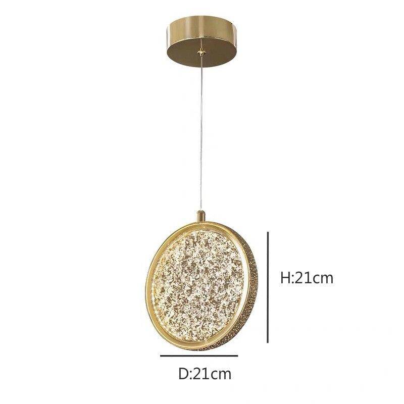 Suspension design dorée à LED en disque et verre Luxury - vue 6 sur 6