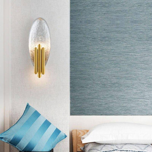Applique murale design à LED avec tuile en métal et tube doré - vue 3 sur 8