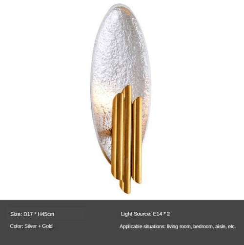 Applique murale design à LED avec tuile en métal et tube doré - vue 9 sur 8