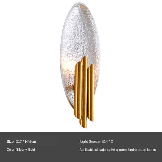 Applique murale design à LED avec tuile en métal et tube doré