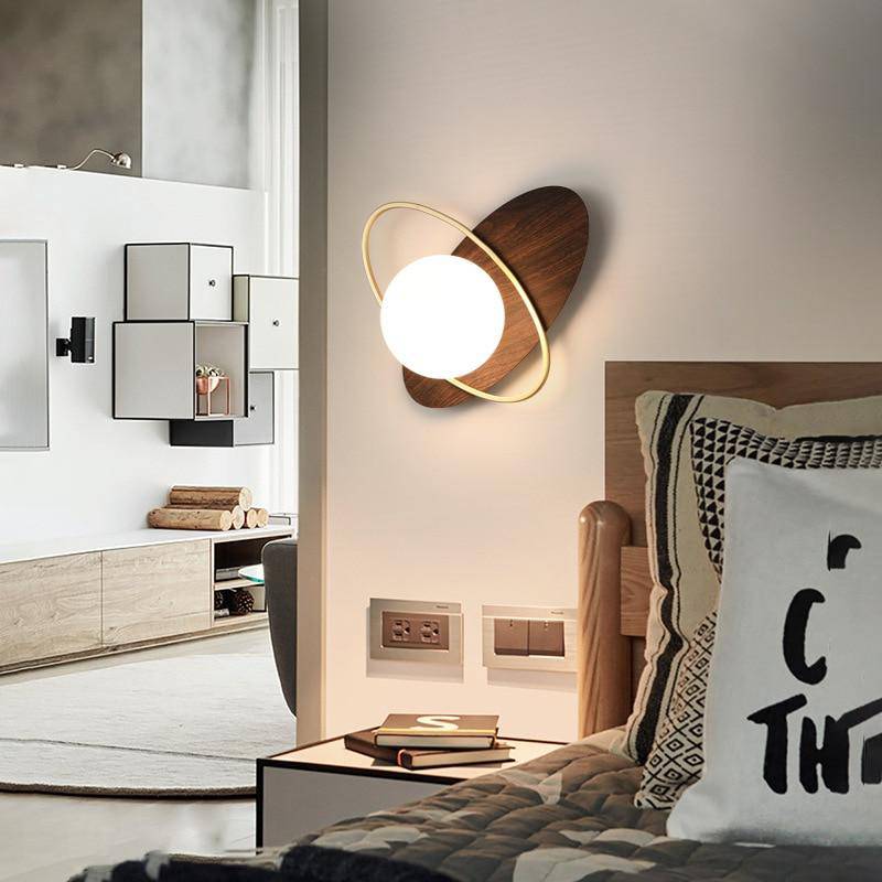 Applique murale à LED design avec socle arrondi et anneau doré Shadow