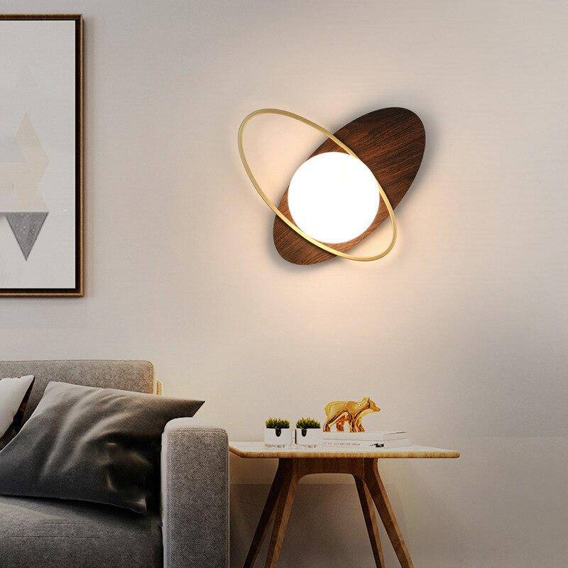 Applique murale à LED design avec socle arrondi et anneau doré Shadow