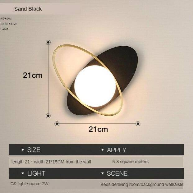 Applique murale à LED design avec socle arrondi et anneau doré Shadow