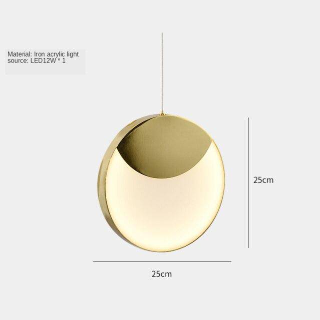 Suspension design LED avec disque aux bords épais dorés - vue 8 sur 8