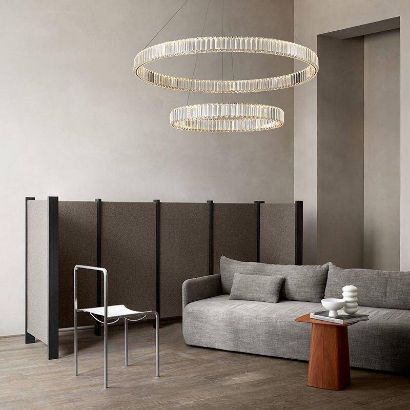 Suspension design dorée LED avec anneau en verre Luxury