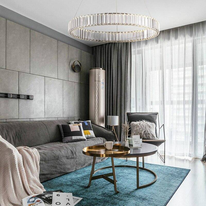 Suspension design dorée LED avec anneau en verre Luxury