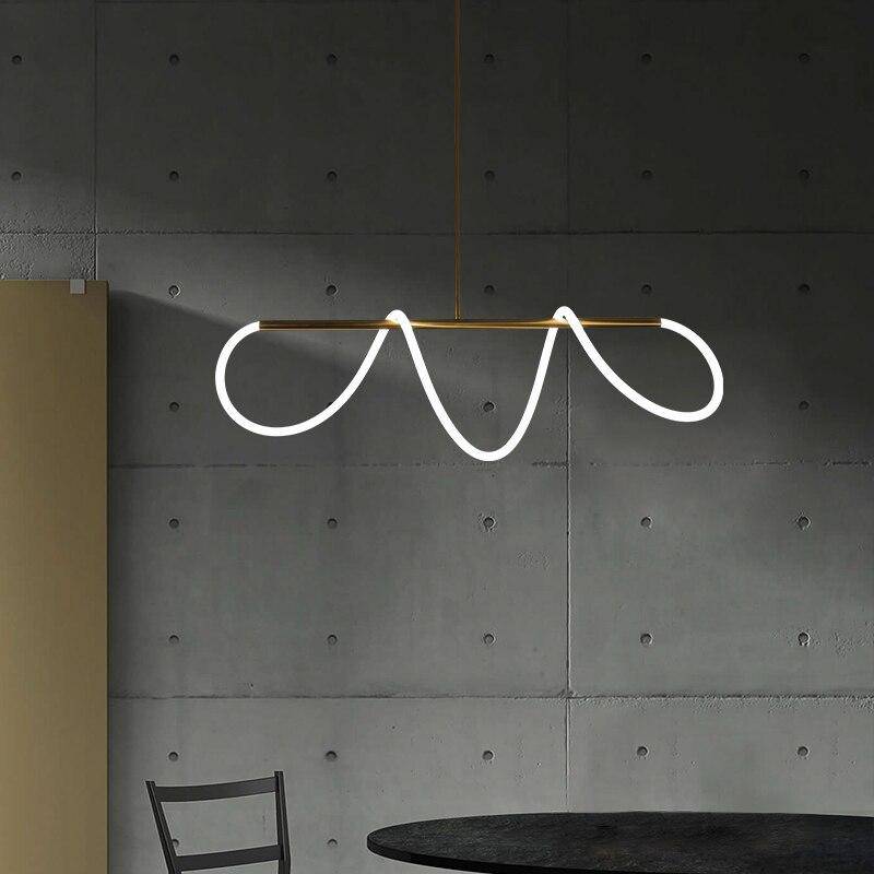 Lustre design LED doré avec bandeau lumineux Shadow - vue 6 sur 8