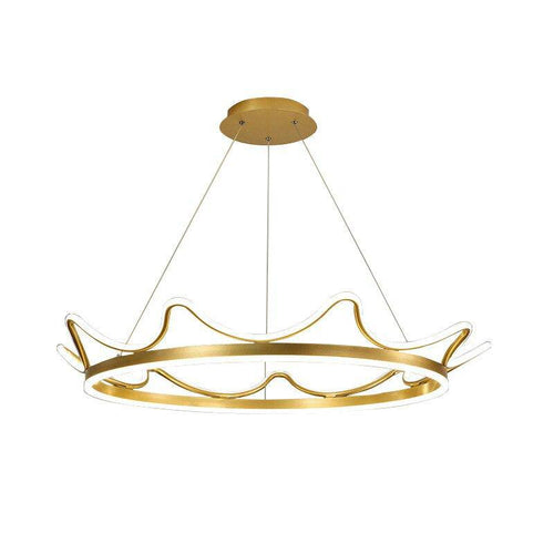 Lustre design LED en métal doré style Crown - vue 4 sur 4