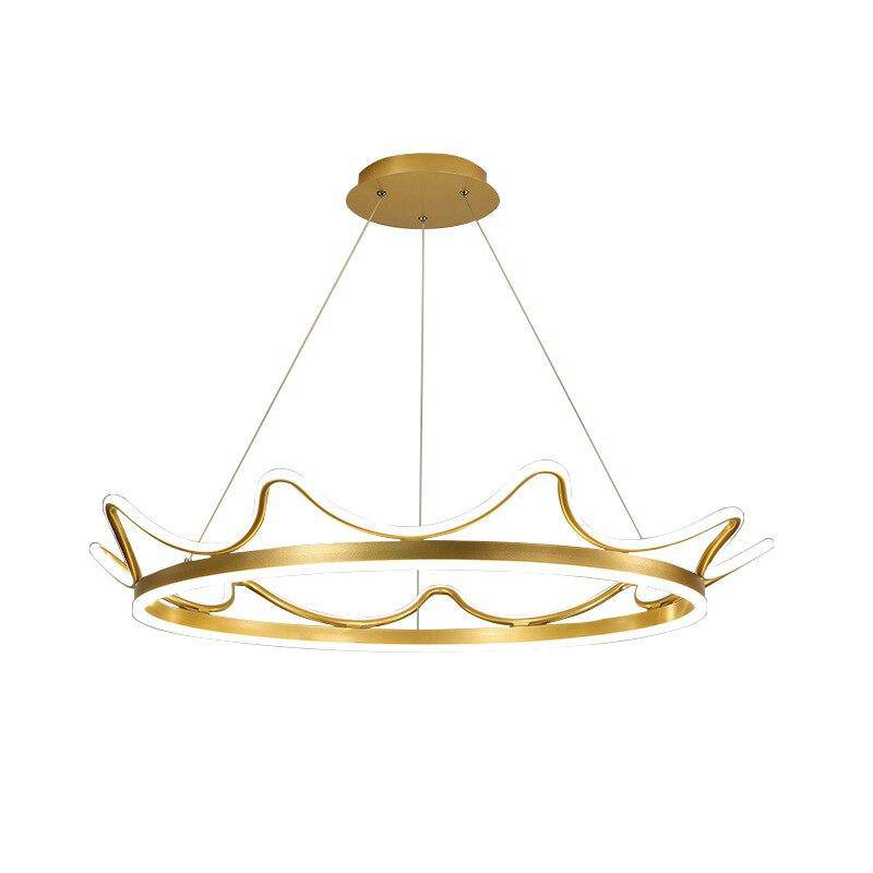 Lustre design LED en métal doré style Crown - vue 4 sur 4