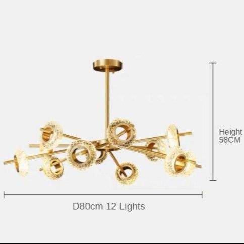 Lustre design à LED avec plusieurs cercles dorés Loft - vue 6 sur 7