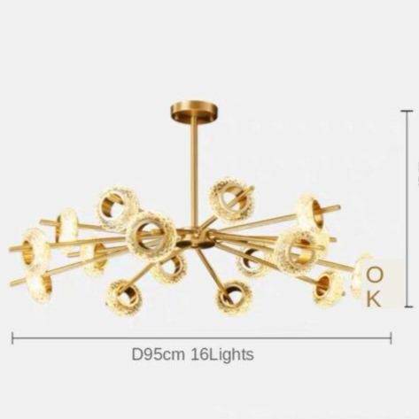 Lustre design à LED avec plusieurs cercles dorés Loft - vue 7 sur 7