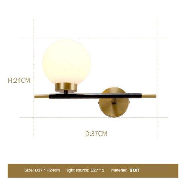 Applique murale design LED dorée avec boule en verre Wall