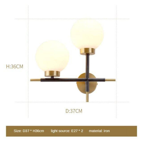 Applique murale design LED dorée avec boule en verre Wall