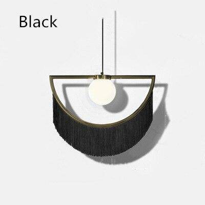 Suspension design LED avec demi-cercle en métal et pendentif coloré - vue 9 sur 11