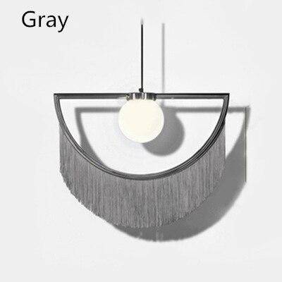 Suspension design LED avec demi-cercle en métal et pendentif coloré - vue 10 sur 11