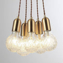 Suspension design LED dorée avec abat-jour en verre cristal Loft
