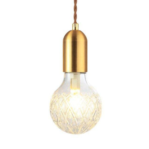 Suspension design LED dorée avec abat-jour en verre cristal Loft
