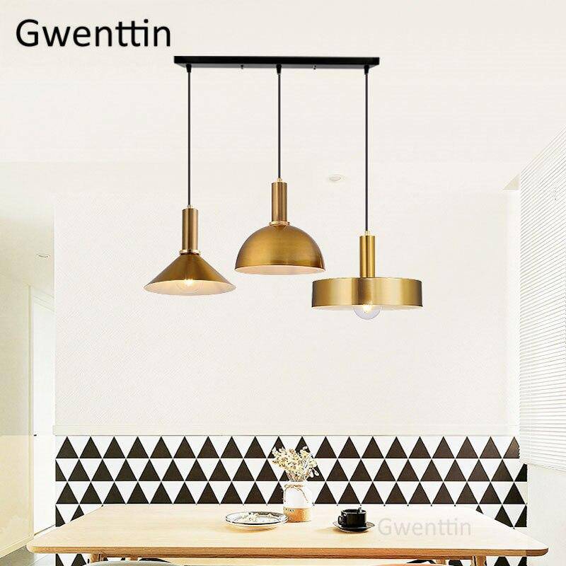 Suspension design à LED dorée style Loft - vue 2 sur 9