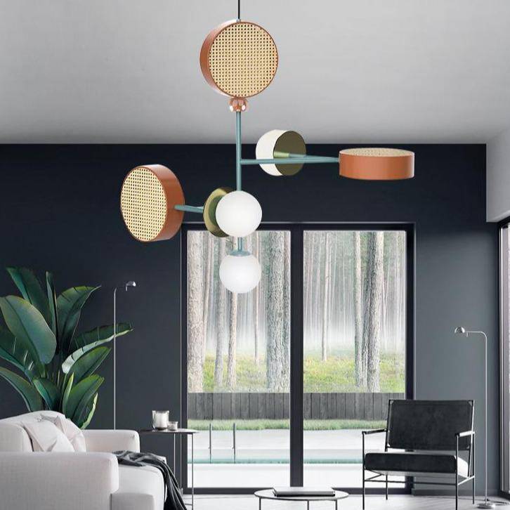 Suspension design à LED avec abat-jour disque en métal coloré - vue 5 sur 15