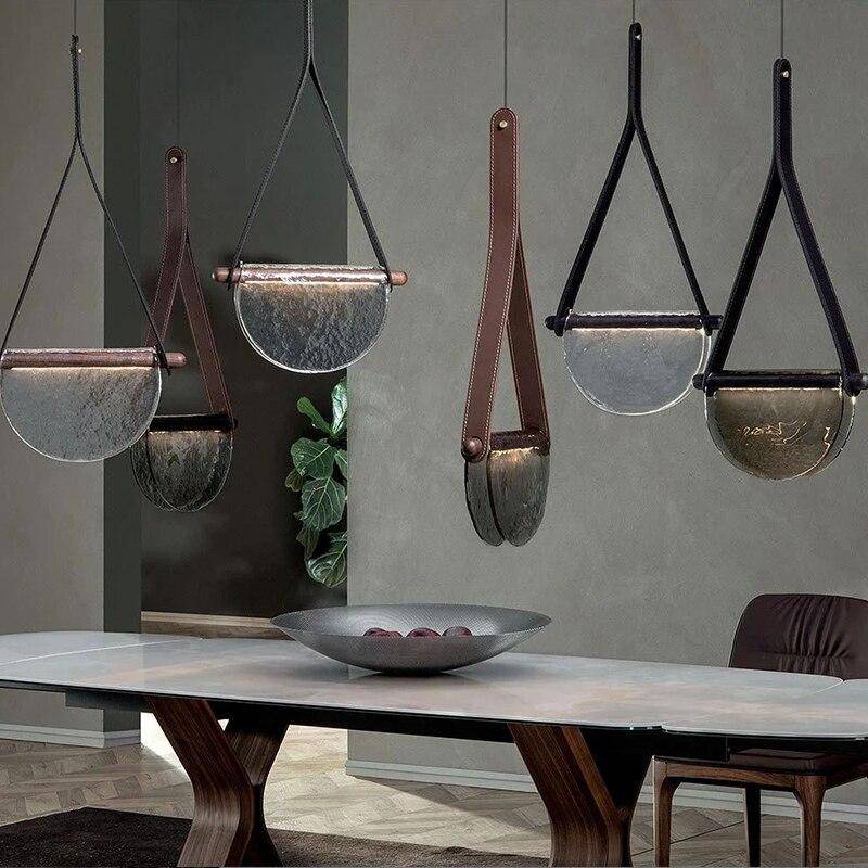 Suspension design LED demi-cercle verre Creative - vue 4 sur 8