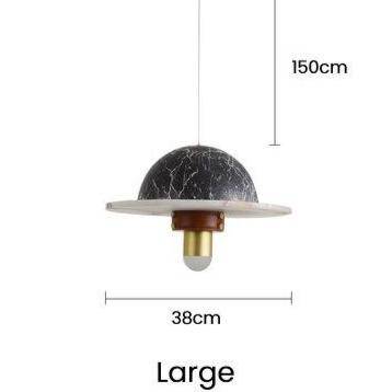 Suspension design à LED en marbre noir et blanc et métal doré