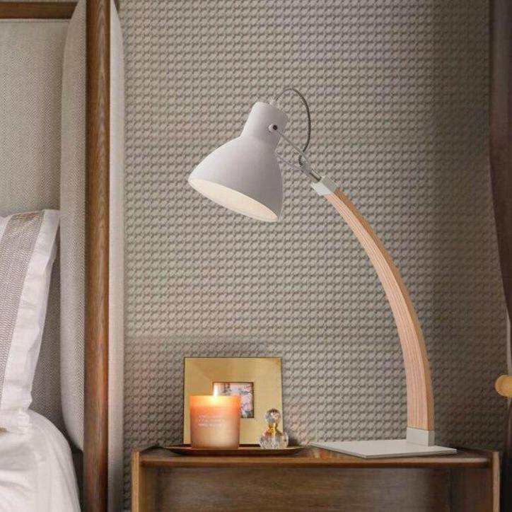 Lampe à poser design LED en bois avec abat-jour en métal Loft - vue 3 sur 6