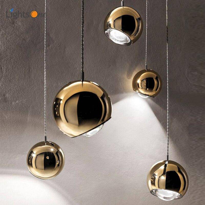 Suspension design à LED boule en métal Lasha - vue 4 sur 9