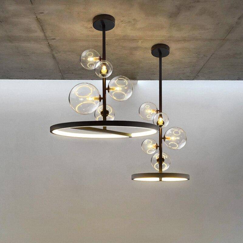 Suspension design à LED avec cercle en métal et boules en verre Light Up - vue 5 sur 8