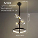 Suspension design à LED avec cercle en métal et boules en verre Light Up