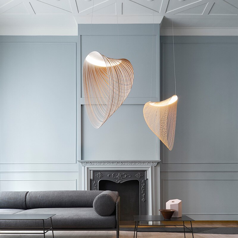 Suspension scandinave LED en forme de conque en bois Mahina
