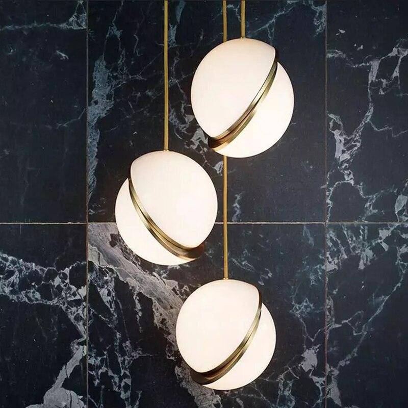 Suspension design à LED demi-sphère en métal blanc style Phube - vue 3 sur 4