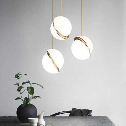 Suspension design à LED demi-sphère en métal blanc style Phube