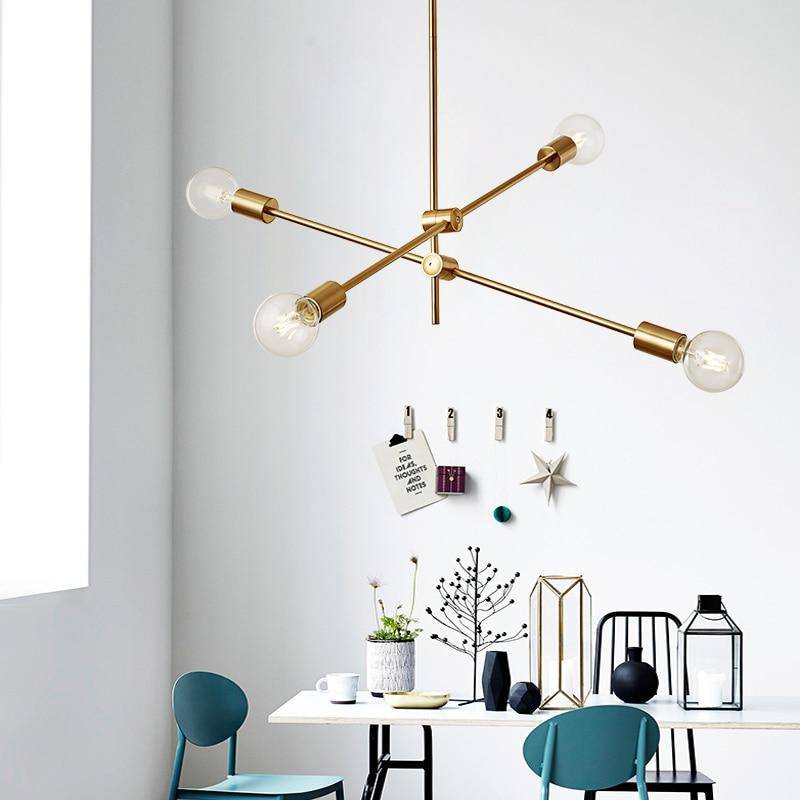 Lustre design à LED en tubes dorés Loft - vue 5 sur 10