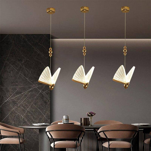 Suspension design à LED en verre style Butterfly