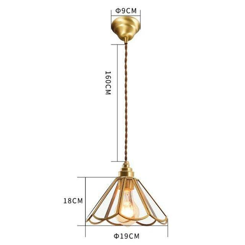 Suspension rétro à LED en verre et métal doré Glass