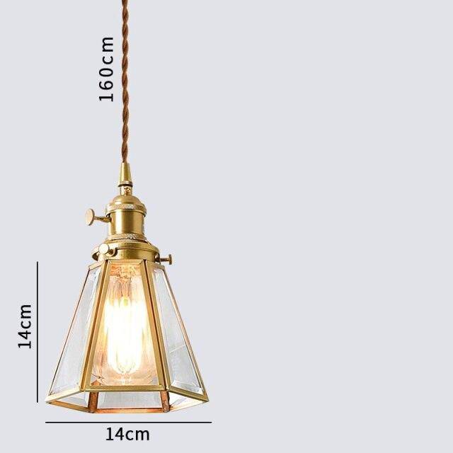 Suspension rétro à LED cage dorée et verre Vintage