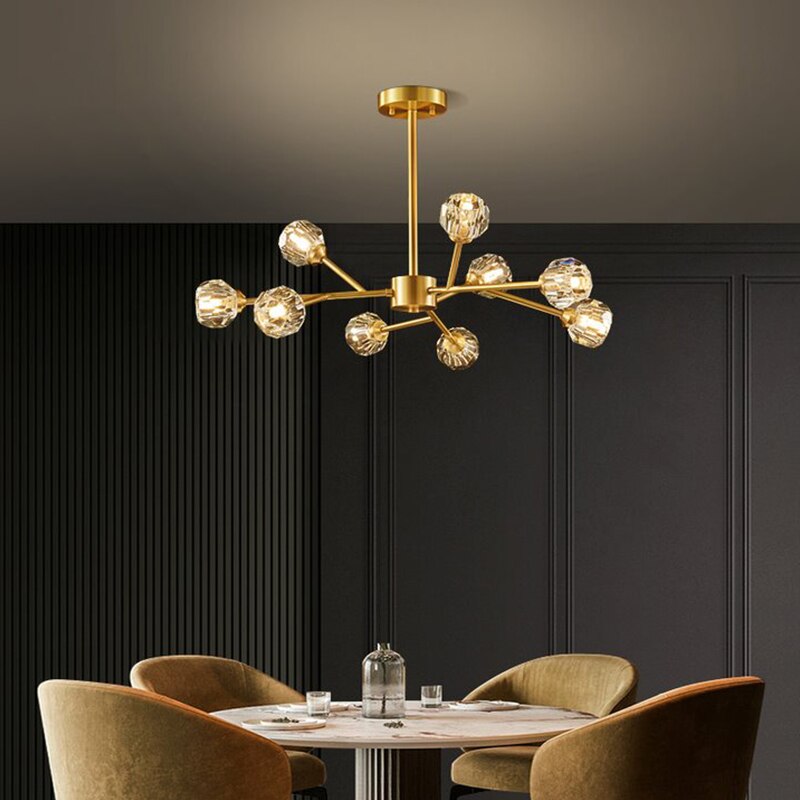 Lustre moderne LED avec lampes style diamant Blair - vue 3 sur 9