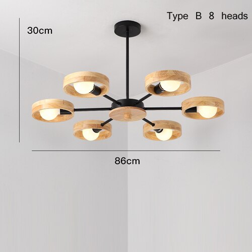 Lustre scandinave LED avec lampes en bois Rauwl - vue 12 sur 12
