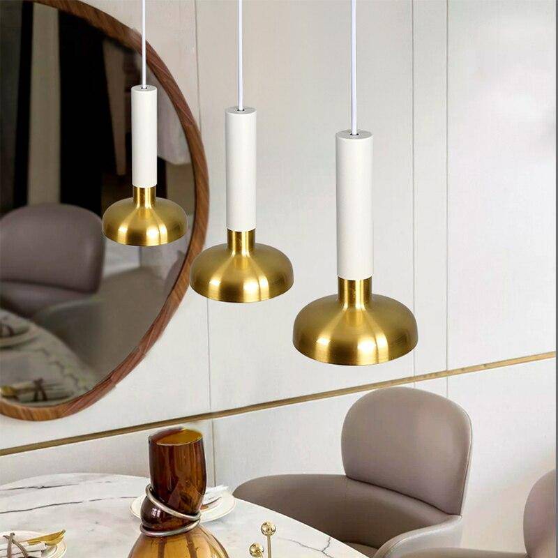Suspension design à LED cylindre et abat-jour doré Luxury - vue 4 sur 7