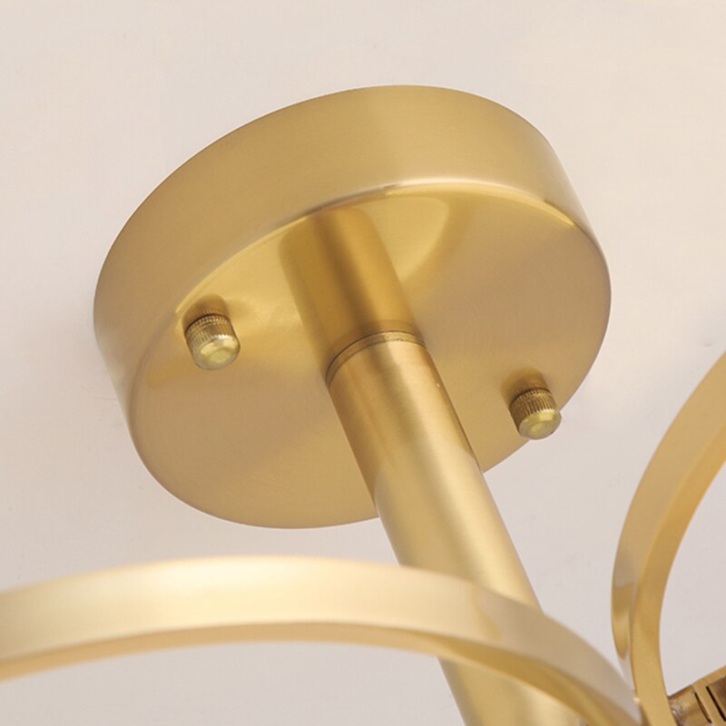 Lustre design en métal doré avec lampe arrondie Skalla - vue 7 sur 8
