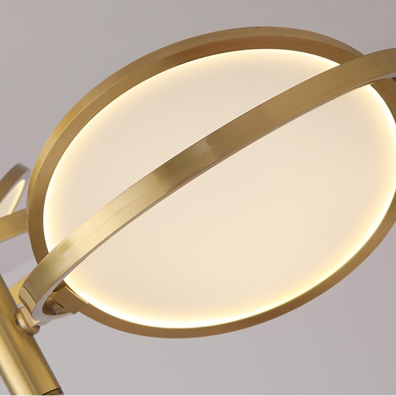 Lustre design en métal doré avec lampe arrondie Skalla - vue 6 sur 8