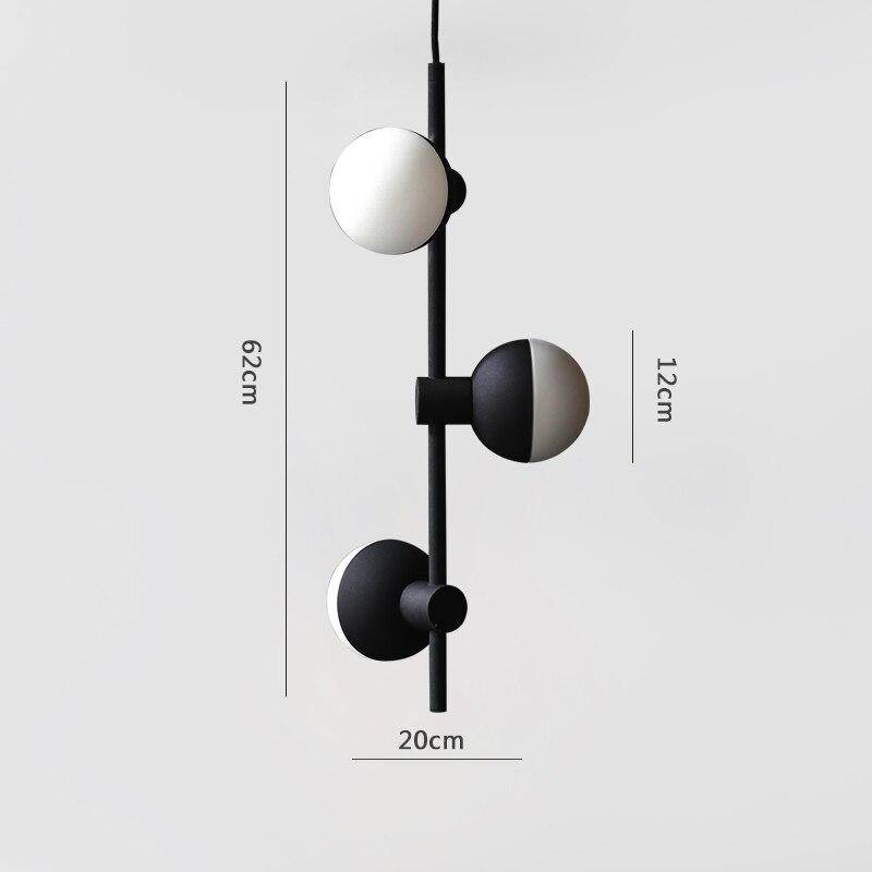 Suspension moderne à LED en métal noir avec trois boules en verre Chandelier - vue 5 sur 5
