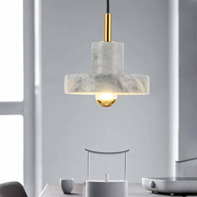 Suspension en marbre blanc à LED avec abat-jour design - vue 4 sur 5