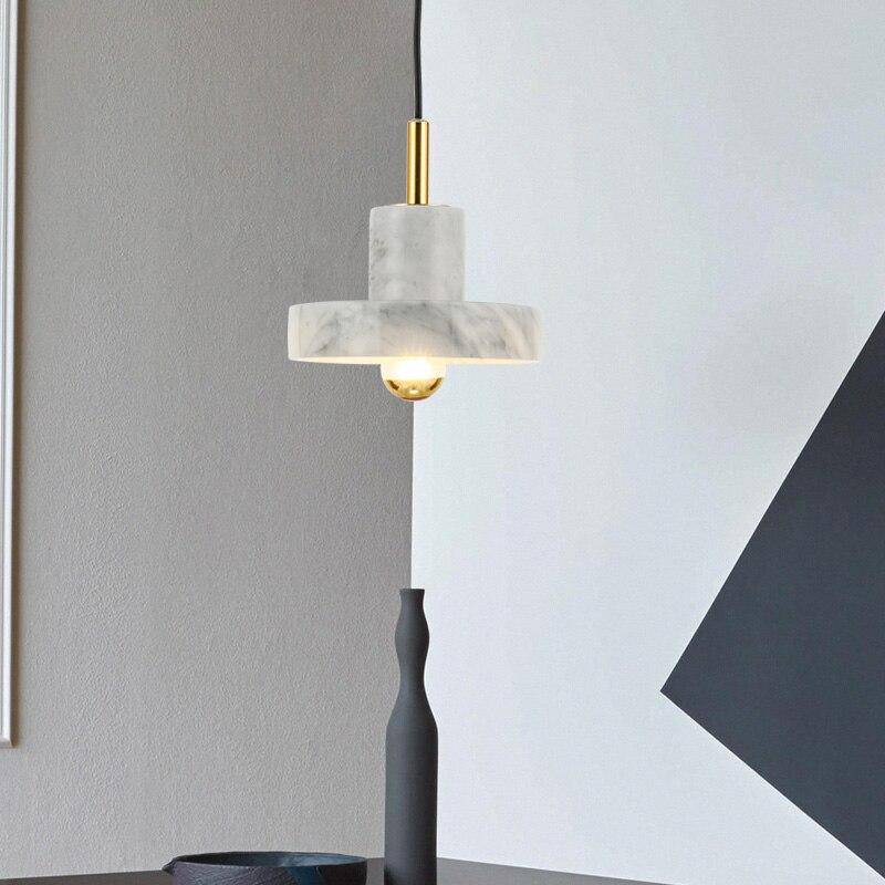 Suspension en marbre blanc à LED avec abat-jour design - vue 5 sur 5