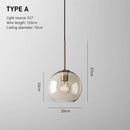 Suspension design à LED en verre ambré style Industriel