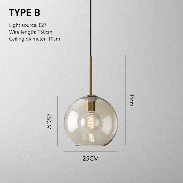 Suspension design à LED en verre ambré style Industriel - vue 10 sur 12