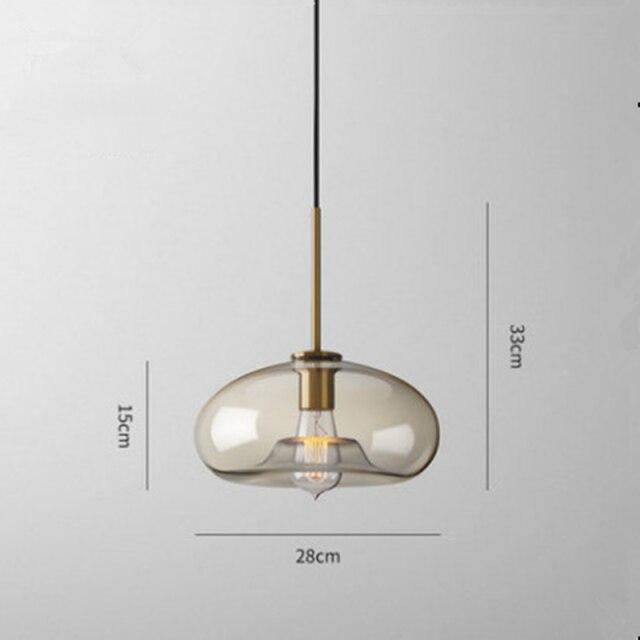 Suspension design à LED en verre ambré style Industriel - vue 8 sur 12