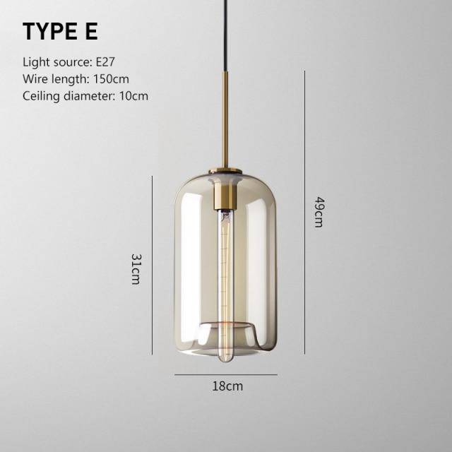 Suspension design à LED en verre ambré style Industriel - vue 12 sur 12
