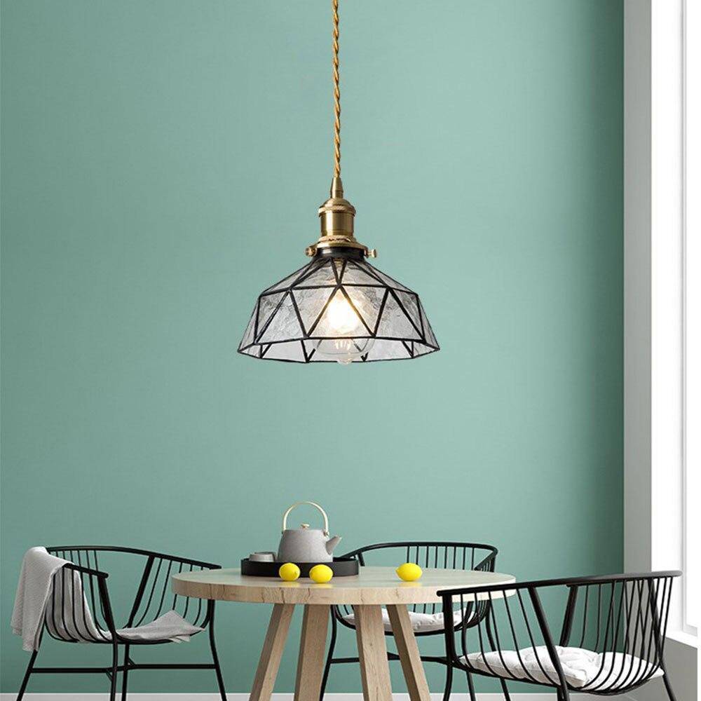 Suspension design à LED avec abat-jour en verre coloré rétro Loft - vue 2 sur 12