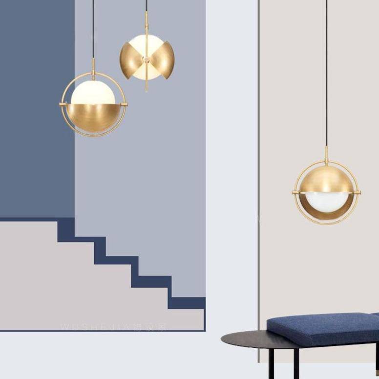 Suspension design à LED avec abat-jour en métal doré style Ball - vue 3 sur 7